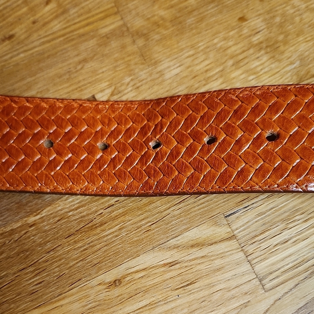 Ports 1961 Vintage 90s Woven Calfskin Leather Belt Orange Boho XS/S - Picture 12 of 12